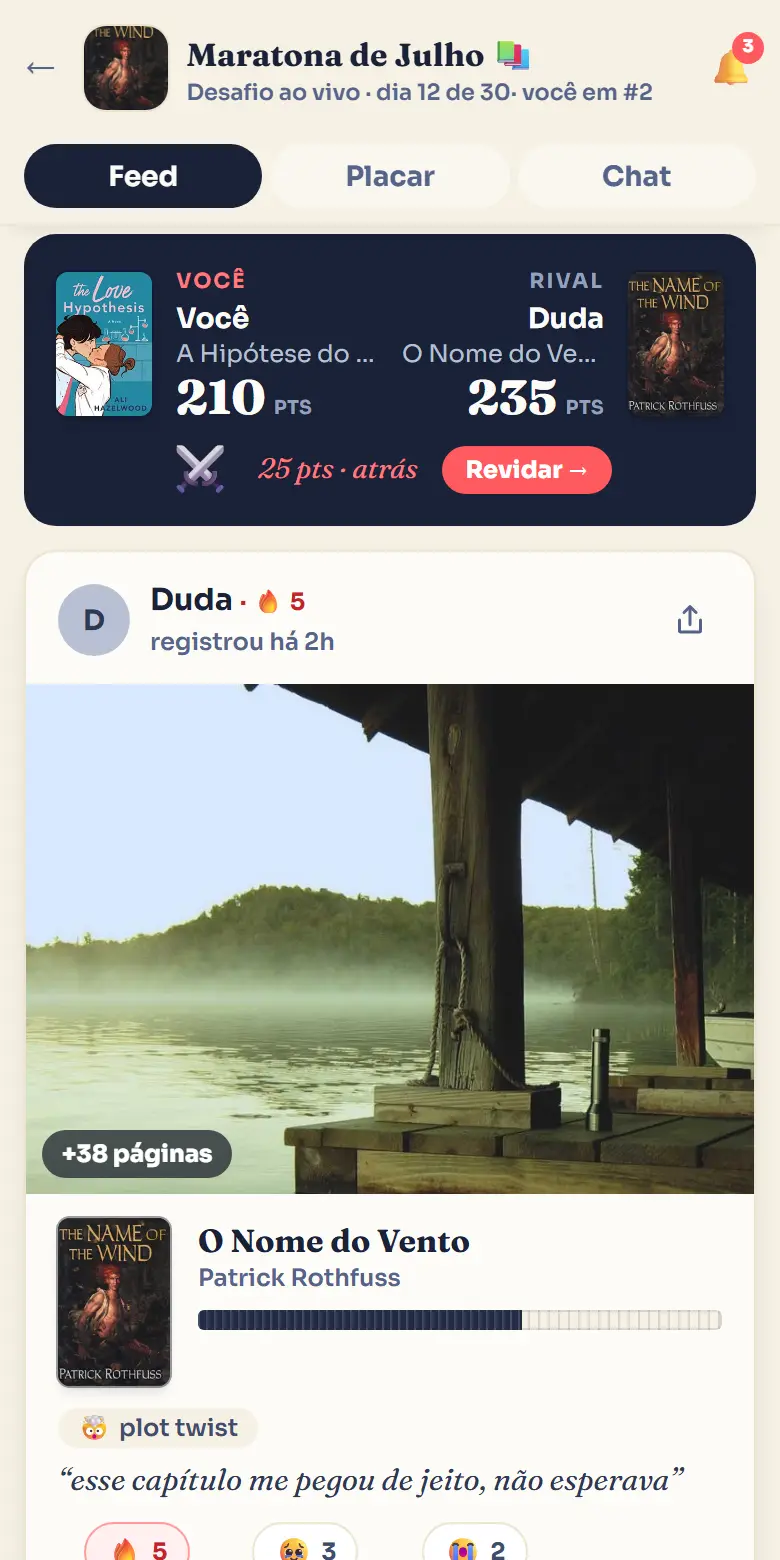 ReadRivals live match — you vs Duda, day 12 of 30