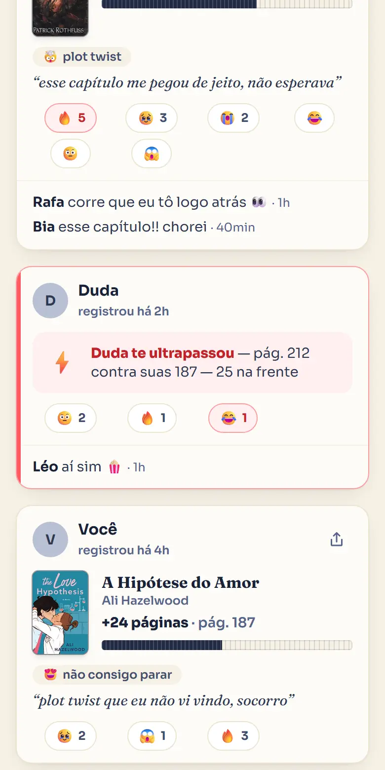 ReadRivals feed — a friend just overtook you